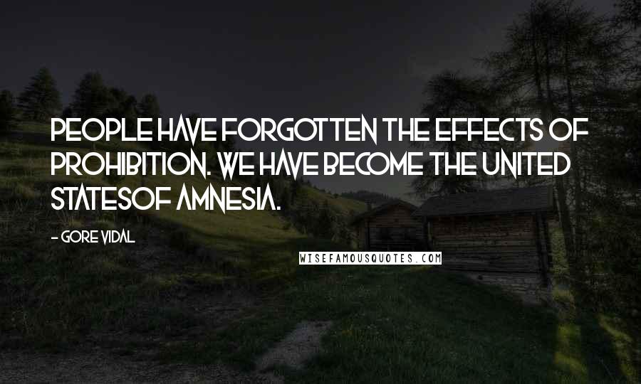 Gore Vidal Quotes: People have forgotten the effects of prohibition. We have become the United Statesof Amnesia.