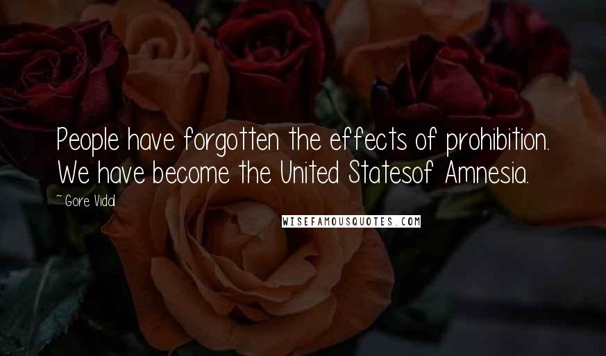 Gore Vidal Quotes: People have forgotten the effects of prohibition. We have become the United Statesof Amnesia.