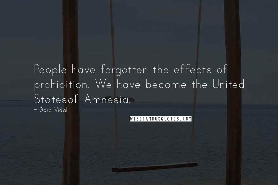 Gore Vidal Quotes: People have forgotten the effects of prohibition. We have become the United Statesof Amnesia.