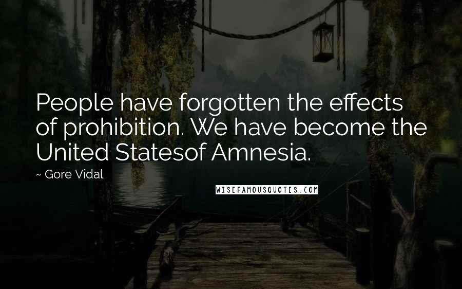 Gore Vidal Quotes: People have forgotten the effects of prohibition. We have become the United Statesof Amnesia.