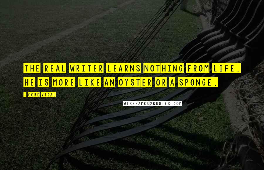 Gore Vidal Quotes: The real writer learns nothing from life. He is more like an oyster or a sponge.