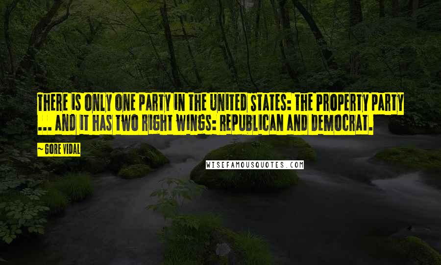 Gore Vidal Quotes: There is only one party in the United States: the Property party ... and it has two right wings: Republican and Democrat.