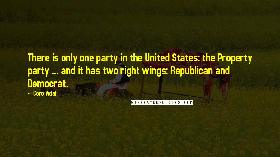 Gore Vidal Quotes: There is only one party in the United States: the Property party ... and it has two right wings: Republican and Democrat.