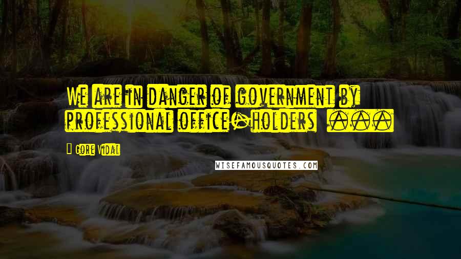 Gore Vidal Quotes: We are in danger of government by professional office-holders ...
