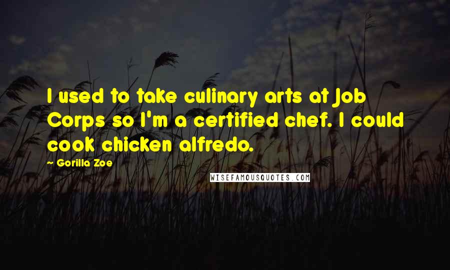 Gorilla Zoe Quotes: I used to take culinary arts at Job Corps so I'm a certified chef. I could cook chicken alfredo.