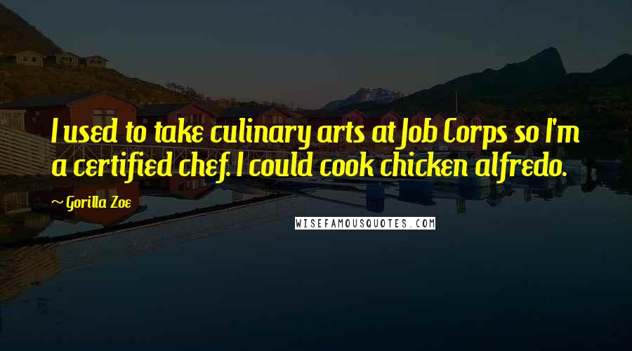 Gorilla Zoe Quotes: I used to take culinary arts at Job Corps so I'm a certified chef. I could cook chicken alfredo.