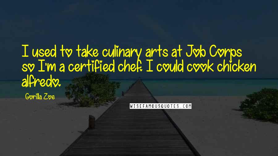 Gorilla Zoe Quotes: I used to take culinary arts at Job Corps so I'm a certified chef. I could cook chicken alfredo.