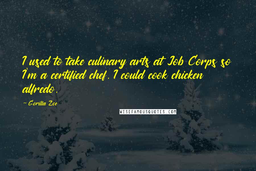 Gorilla Zoe Quotes: I used to take culinary arts at Job Corps so I'm a certified chef. I could cook chicken alfredo.