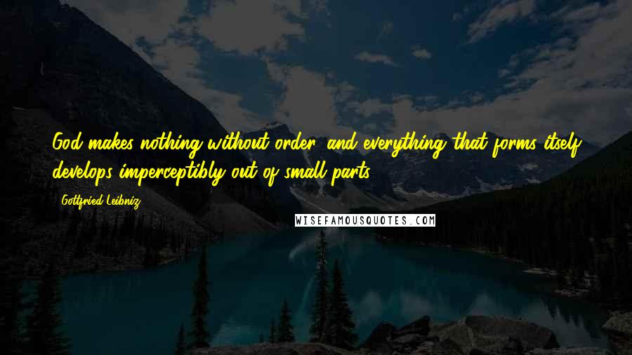 Gottfried Leibniz Quotes: God makes nothing without order, and everything that forms itself develops imperceptibly out of small parts.