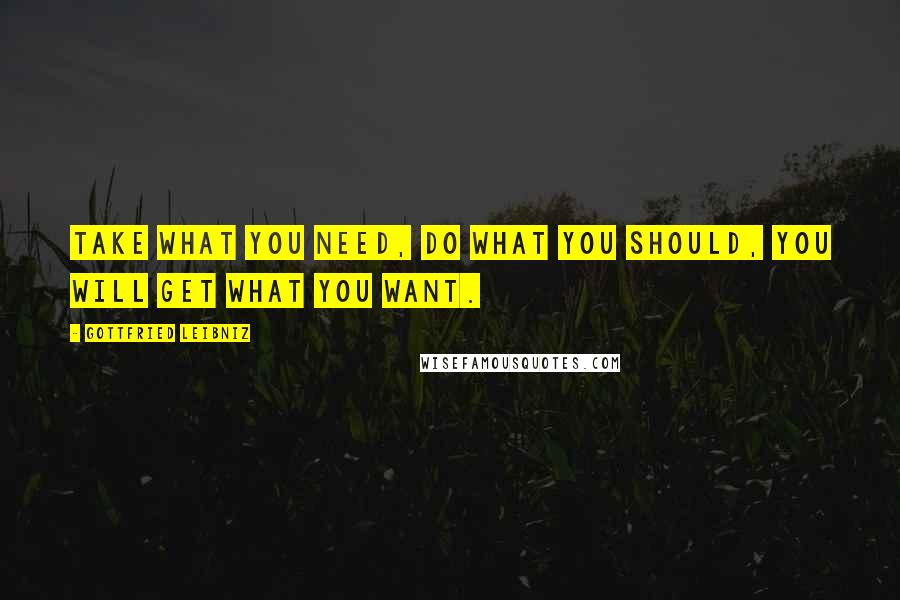 Gottfried Leibniz Quotes: Take what you need, do what you should, you will get what you want.