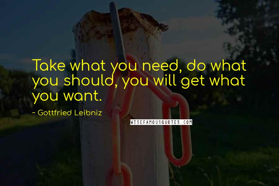 Gottfried Leibniz Quotes: Take what you need, do what you should, you will get what you want.