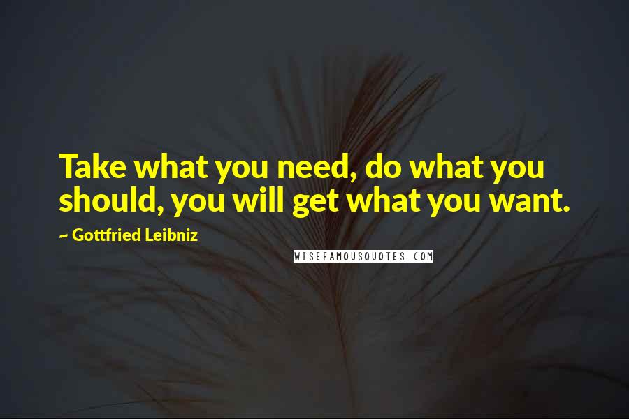 Gottfried Leibniz Quotes: Take what you need, do what you should, you will get what you want.