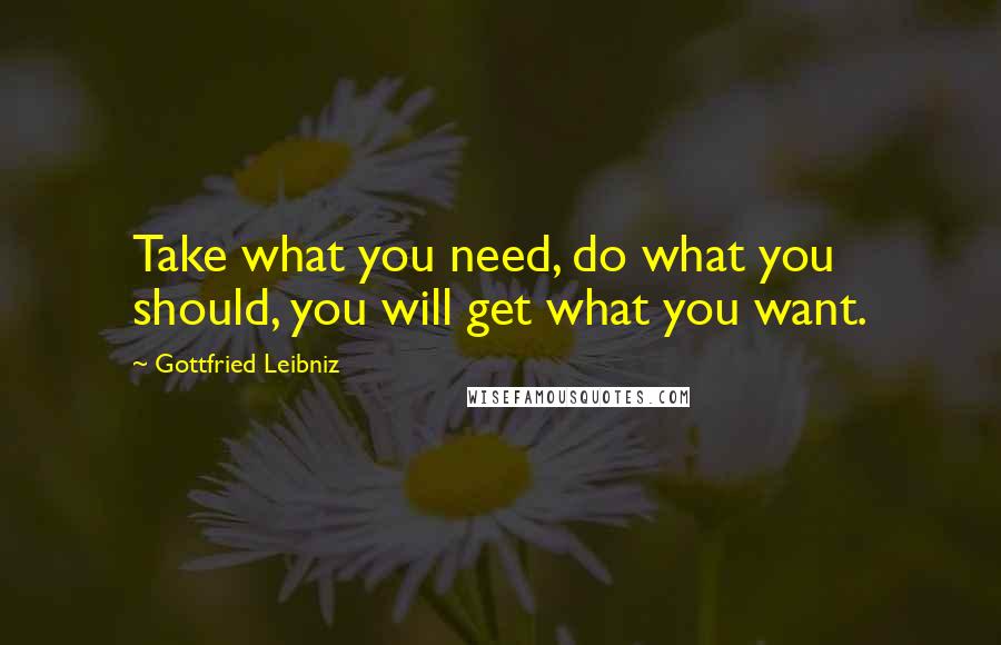 Gottfried Leibniz Quotes: Take what you need, do what you should, you will get what you want.