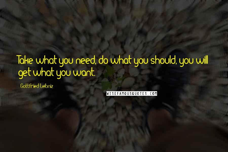 Gottfried Leibniz Quotes: Take what you need, do what you should, you will get what you want.