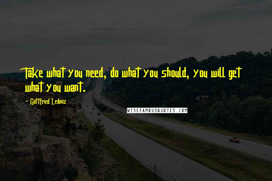 Gottfried Leibniz Quotes: Take what you need, do what you should, you will get what you want.