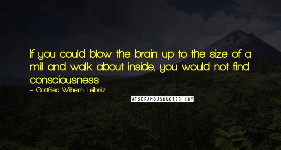 Gottfried Wilhelm Leibniz Quotes: If you could blow the brain up to the size of a mill and walk about inside, you would not find consciousness.