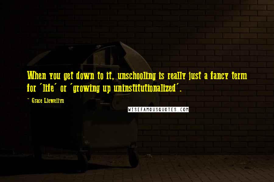 Grace Llewellyn Quotes: When you get down to it, unschooling is really just a fancy term for 'life' or 'growing up uninstitutionalized'.