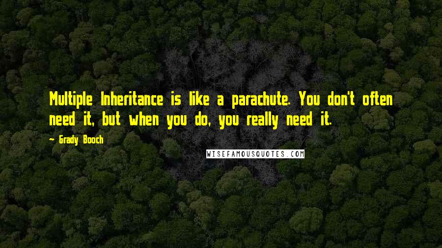 Grady Booch Quotes: Multiple Inheritance is like a parachute. You don't often need it, but when you do, you really need it.