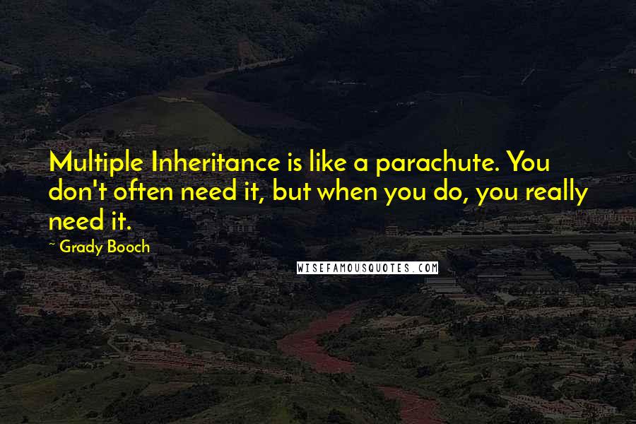 Grady Booch Quotes: Multiple Inheritance is like a parachute. You don't often need it, but when you do, you really need it.