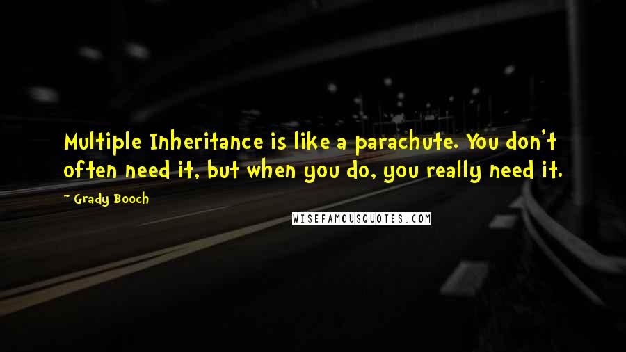 Grady Booch Quotes: Multiple Inheritance is like a parachute. You don't often need it, but when you do, you really need it.