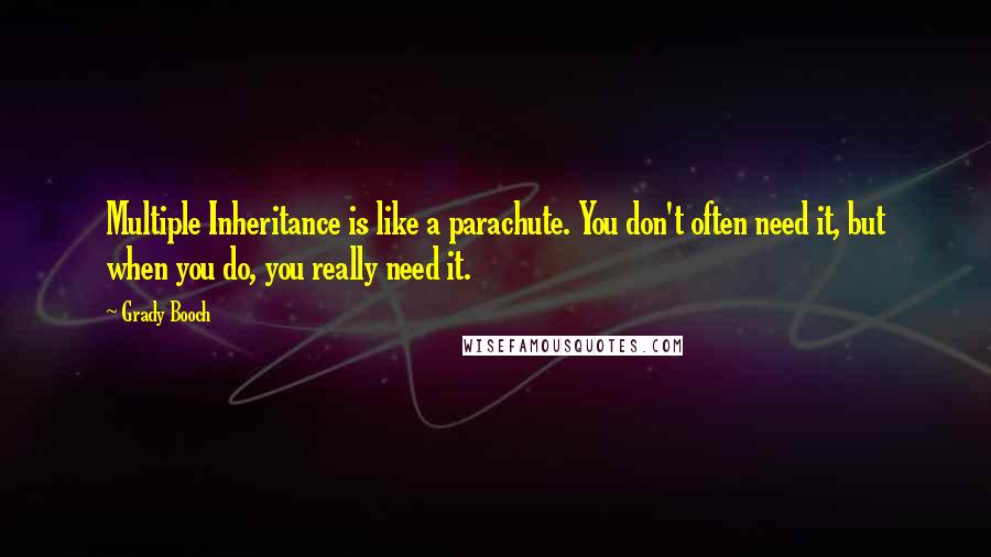 Grady Booch Quotes: Multiple Inheritance is like a parachute. You don't often need it, but when you do, you really need it.