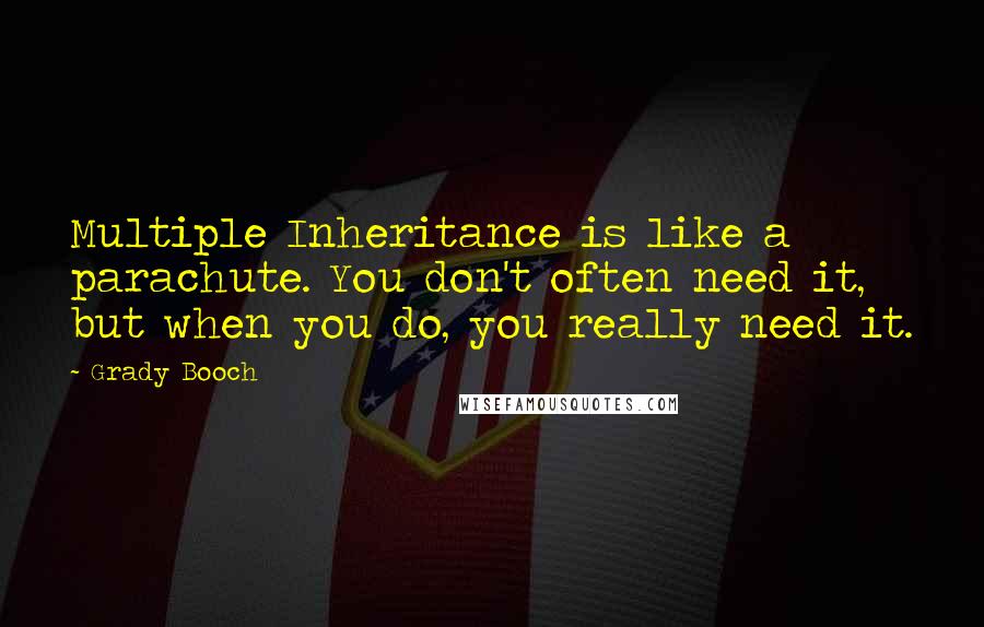 Grady Booch Quotes: Multiple Inheritance is like a parachute. You don't often need it, but when you do, you really need it.