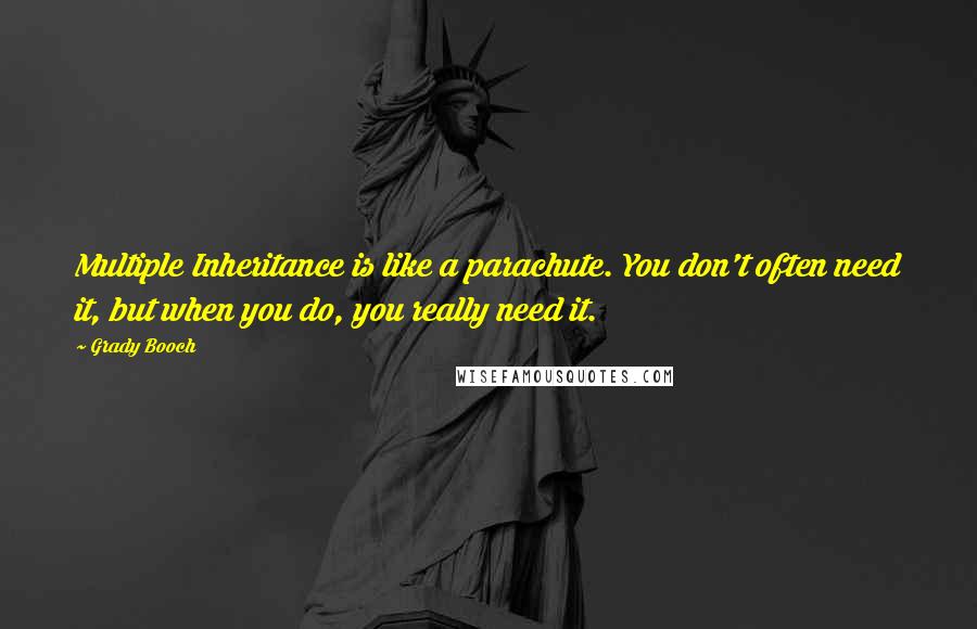 Grady Booch Quotes: Multiple Inheritance is like a parachute. You don't often need it, but when you do, you really need it.