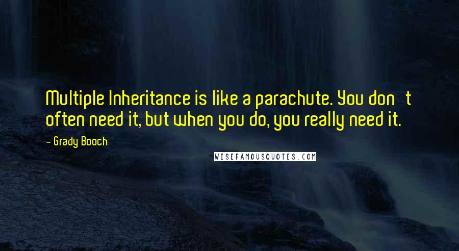 Grady Booch Quotes: Multiple Inheritance is like a parachute. You don't often need it, but when you do, you really need it.