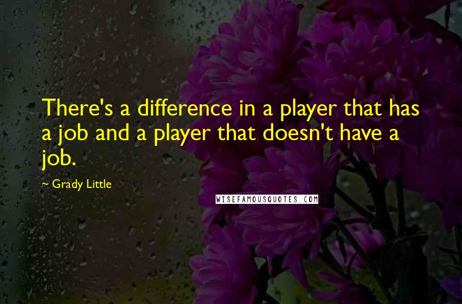 Grady Little Quotes: There's a difference in a player that has a job and a player that doesn't have a job.