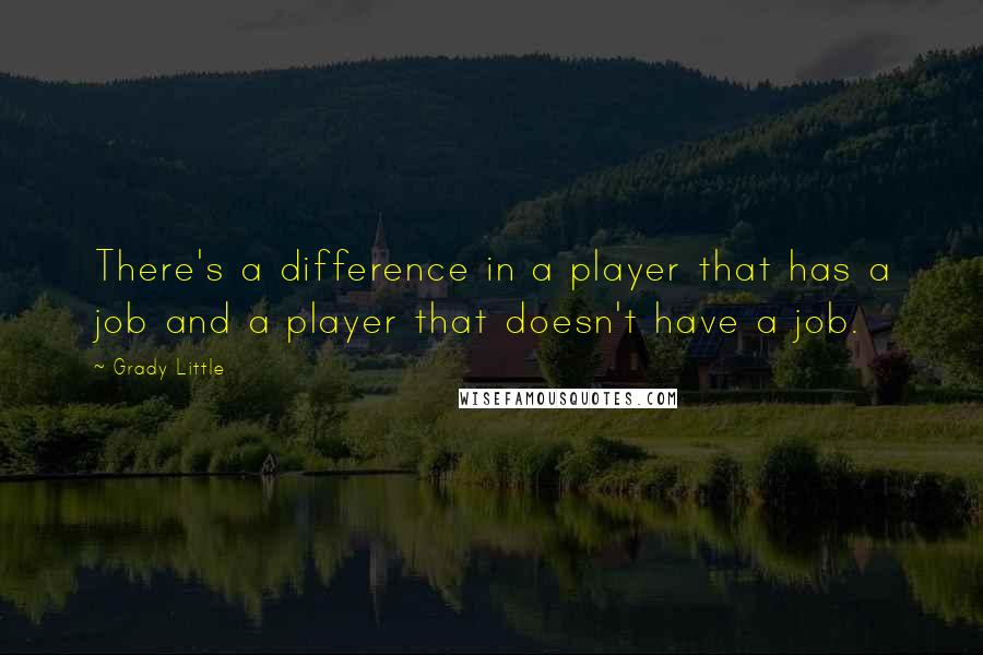 Grady Little Quotes: There's a difference in a player that has a job and a player that doesn't have a job.