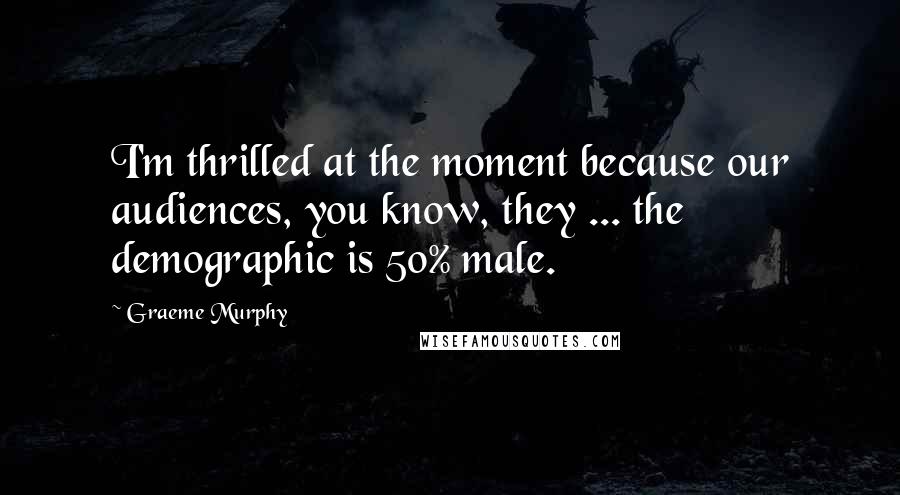 Graeme Murphy Quotes: I'm thrilled at the moment because our audiences, you know, they ... the demographic is 50% male.