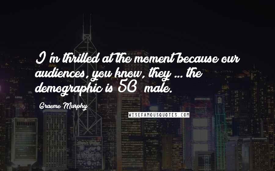 Graeme Murphy Quotes: I'm thrilled at the moment because our audiences, you know, they ... the demographic is 50% male.