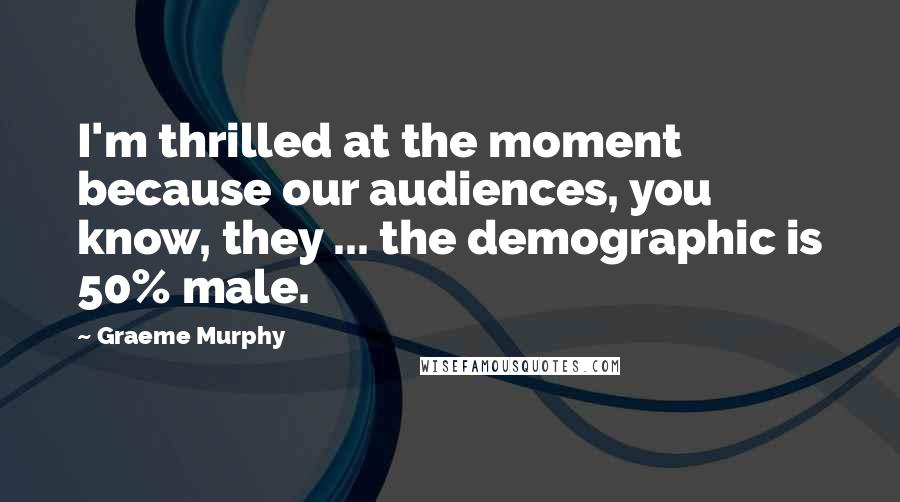 Graeme Murphy Quotes: I'm thrilled at the moment because our audiences, you know, they ... the demographic is 50% male.