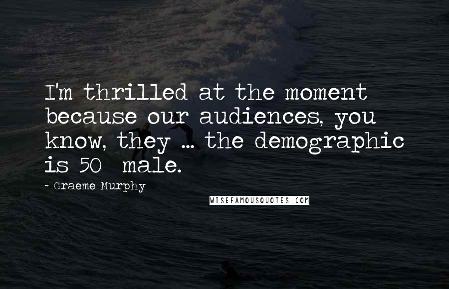 Graeme Murphy Quotes: I'm thrilled at the moment because our audiences, you know, they ... the demographic is 50% male.