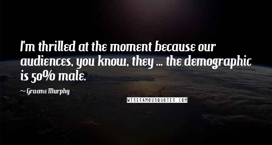 Graeme Murphy Quotes: I'm thrilled at the moment because our audiences, you know, they ... the demographic is 50% male.