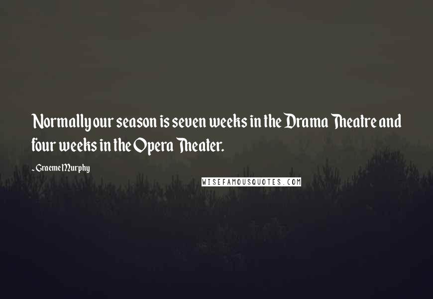 Graeme Murphy Quotes: Normally our season is seven weeks in the Drama Theatre and four weeks in the Opera Theater.