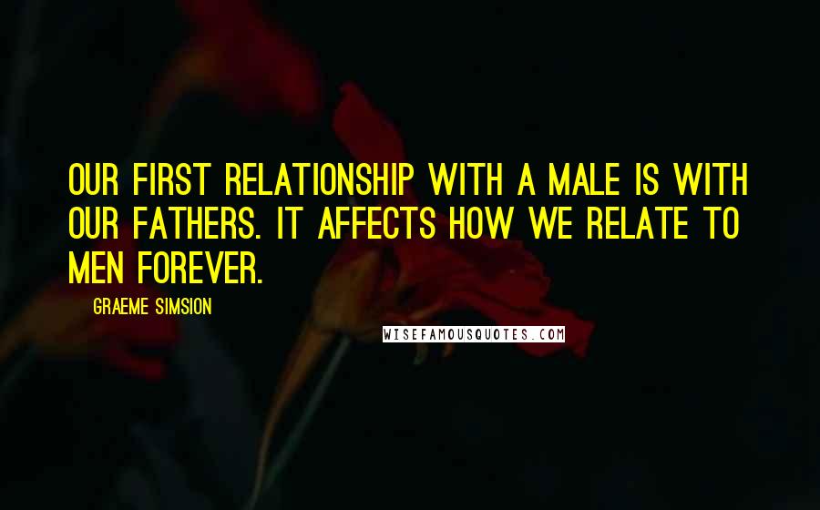 Graeme Simsion Quotes: Our first relationship with a male is with our fathers. It affects how we relate to men forever.