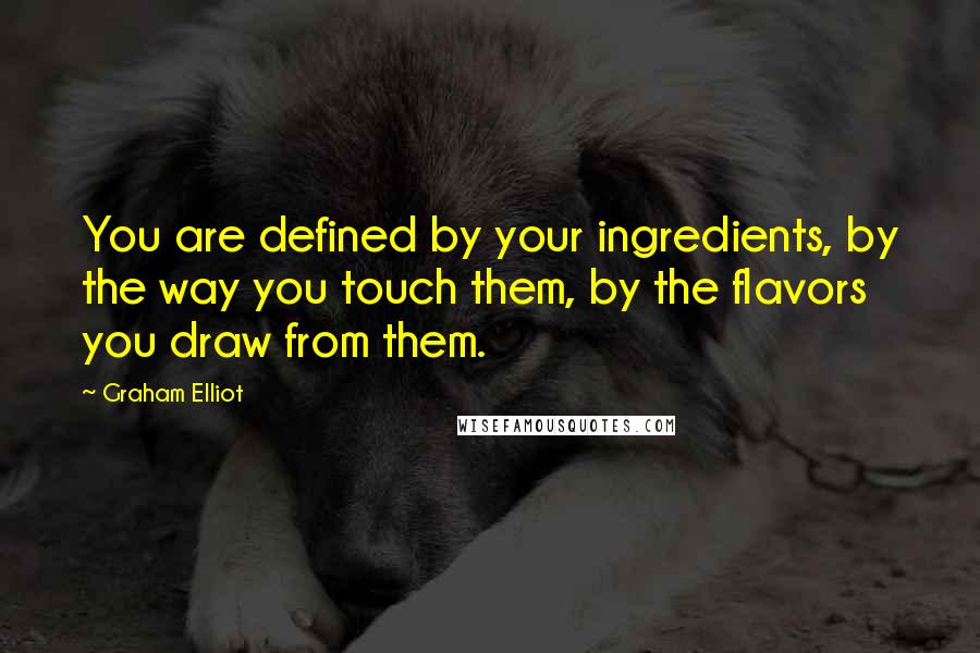 Graham Elliot Quotes: You are defined by your ingredients, by the way you touch them, by the flavors you draw from them.