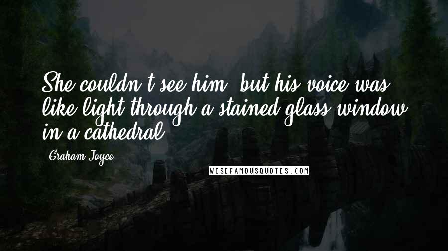 Graham Joyce Quotes: She couldn't see him, but his voice was like light through a stained-glass window in a cathedral.