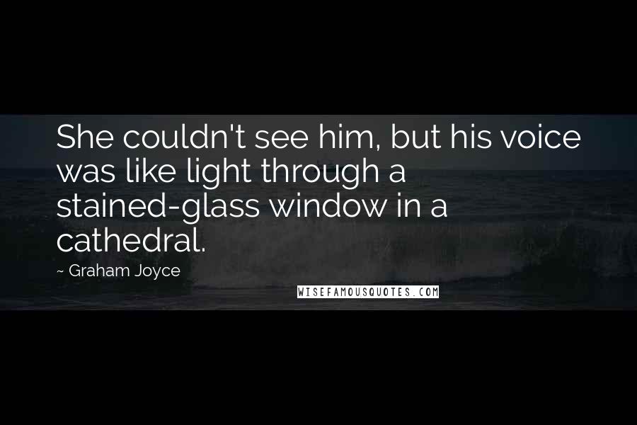 Graham Joyce Quotes: She couldn't see him, but his voice was like light through a stained-glass window in a cathedral.