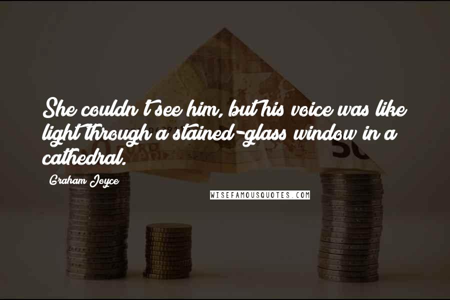 Graham Joyce Quotes: She couldn't see him, but his voice was like light through a stained-glass window in a cathedral.