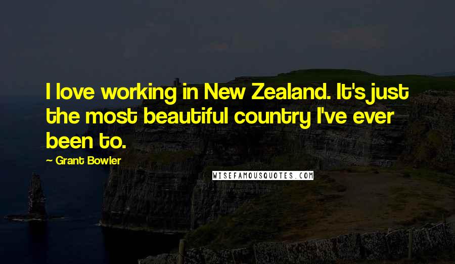 Grant Bowler Quotes: I love working in New Zealand. It's just the most beautiful country I've ever been to.