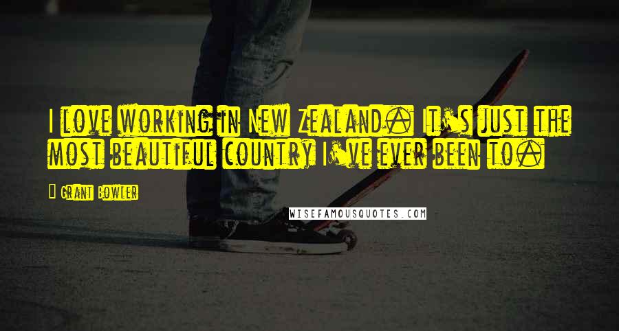 Grant Bowler Quotes: I love working in New Zealand. It's just the most beautiful country I've ever been to.