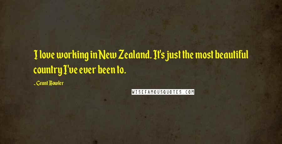 Grant Bowler Quotes: I love working in New Zealand. It's just the most beautiful country I've ever been to.