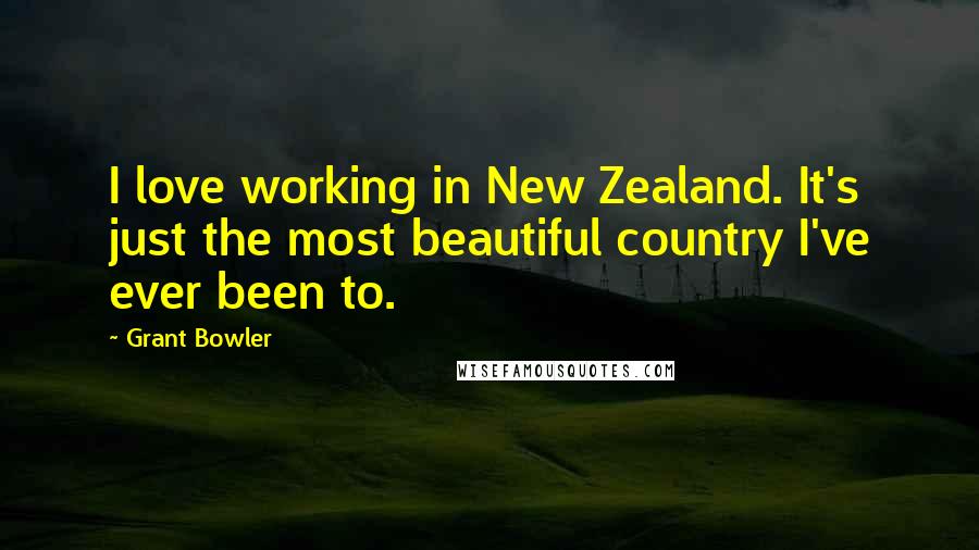 Grant Bowler Quotes: I love working in New Zealand. It's just the most beautiful country I've ever been to.