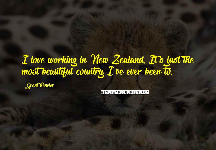 Grant Bowler Quotes: I love working in New Zealand. It's just the most beautiful country I've ever been to.