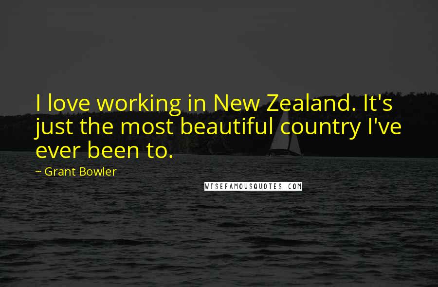 Grant Bowler Quotes: I love working in New Zealand. It's just the most beautiful country I've ever been to.