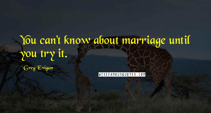 Greg Evigan Quotes: You can't know about marriage until you try it.