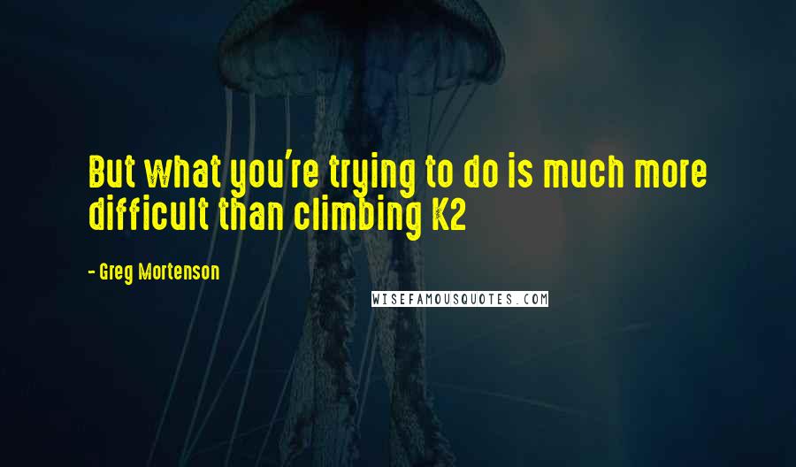 Greg Mortenson Quotes: But what you're trying to do is much more difficult than climbing K2