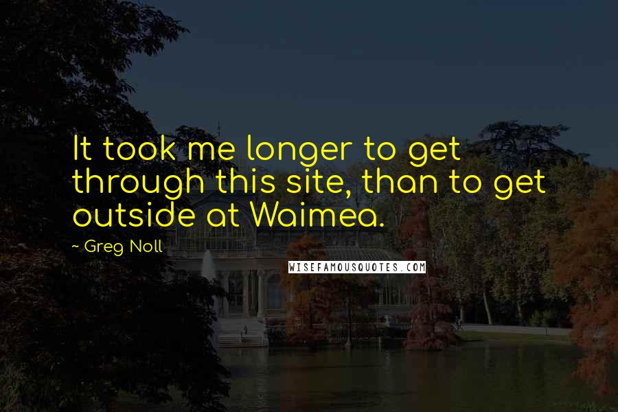 Greg Noll Quotes: It took me longer to get through this site, than to get outside at Waimea.